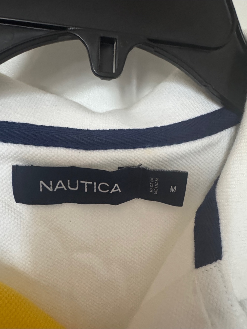 Nautica White Polo with Navy and Yellow Stripes size M - Picture 3 of 5